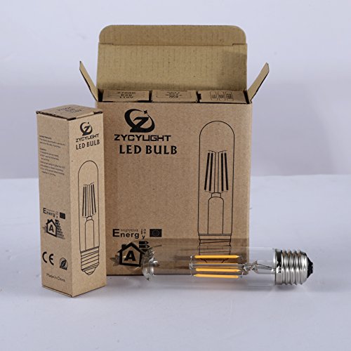 Dimmable 4W Tubular Led Bulb, Edison Style Cob Led Filament Bulb, T10 Nostalgic Bulb, E26 Medium Base, 40 Watt Incandescent Bulb Equivalent, 2700K Warm White,400Lm,Clear Glass Cover, 3-Pack #TOP4