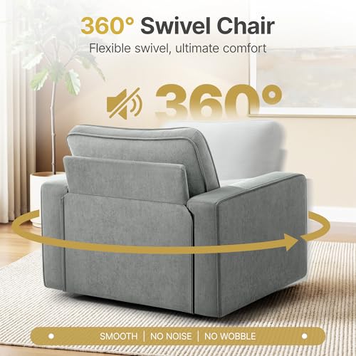 Sillón Giratorio Moderno Plegable Gris miniatura 5