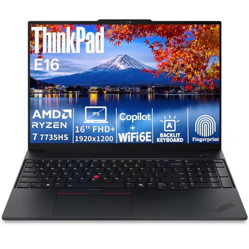 Image of Lenovo ThinkPad E16 Gen 2 Laptop | 16 inch WUXGA | AMD Ryzen 7 7735HS | 64GB RAM | 1TB SSD | Backlit Keyboard | Wi-Fi 6E | Win 11 Pro
