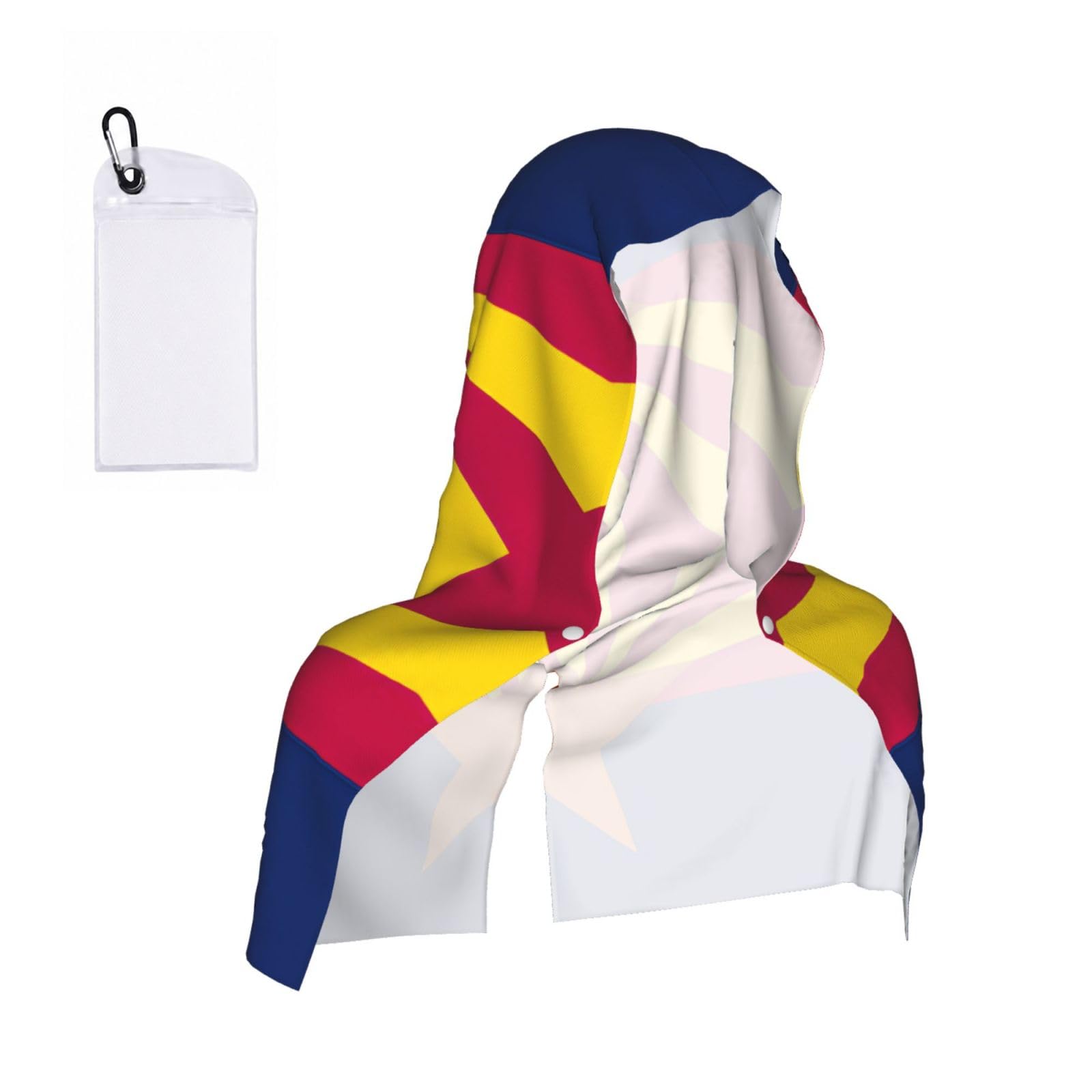DUWAA Arizona State Flag Print Reusable Hoodie Cooling Neck Wrap, Hot Weather Outdoor Sports Workout Head Towel For Stay Chill