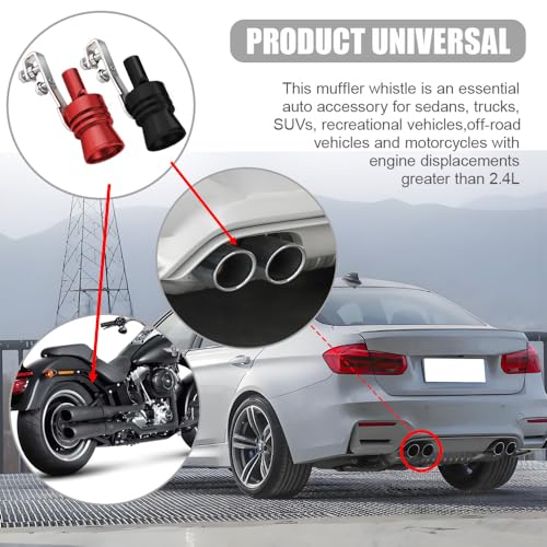 HQRNYP 2PCS Car Turbo Whistle, Turbo Sound Whistle Exhaust Muffler, XL Size Aluminum Alloy Universal Exhaust Sound Booster, Auto Accessories Car Roar Maker Spout Muffler Pipe Flute for Most Vehicles