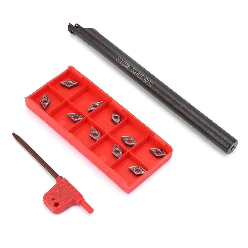 WeikeyaLathe Tool Holder, Carbide Turning Tool S12M-SDUCR07 Gasket Replacement DCMT0702 Alloy Steel Made,turning inserts
