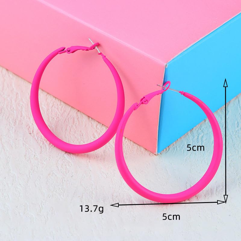 Neon Hoop Earrings for Women Exaggerated 80s 90s Colorful Chunky Statement Hoops Earring Lightweight Hypoallergenic Big Hoops for Glow Party Outfits Y2k Jewelry Accessories4
