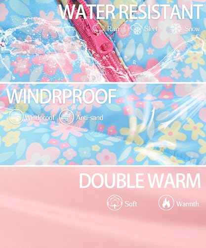 Hiheart Girls 2 Piece Snowsuit Warm Hooded Ski Jacket and Pants Set3