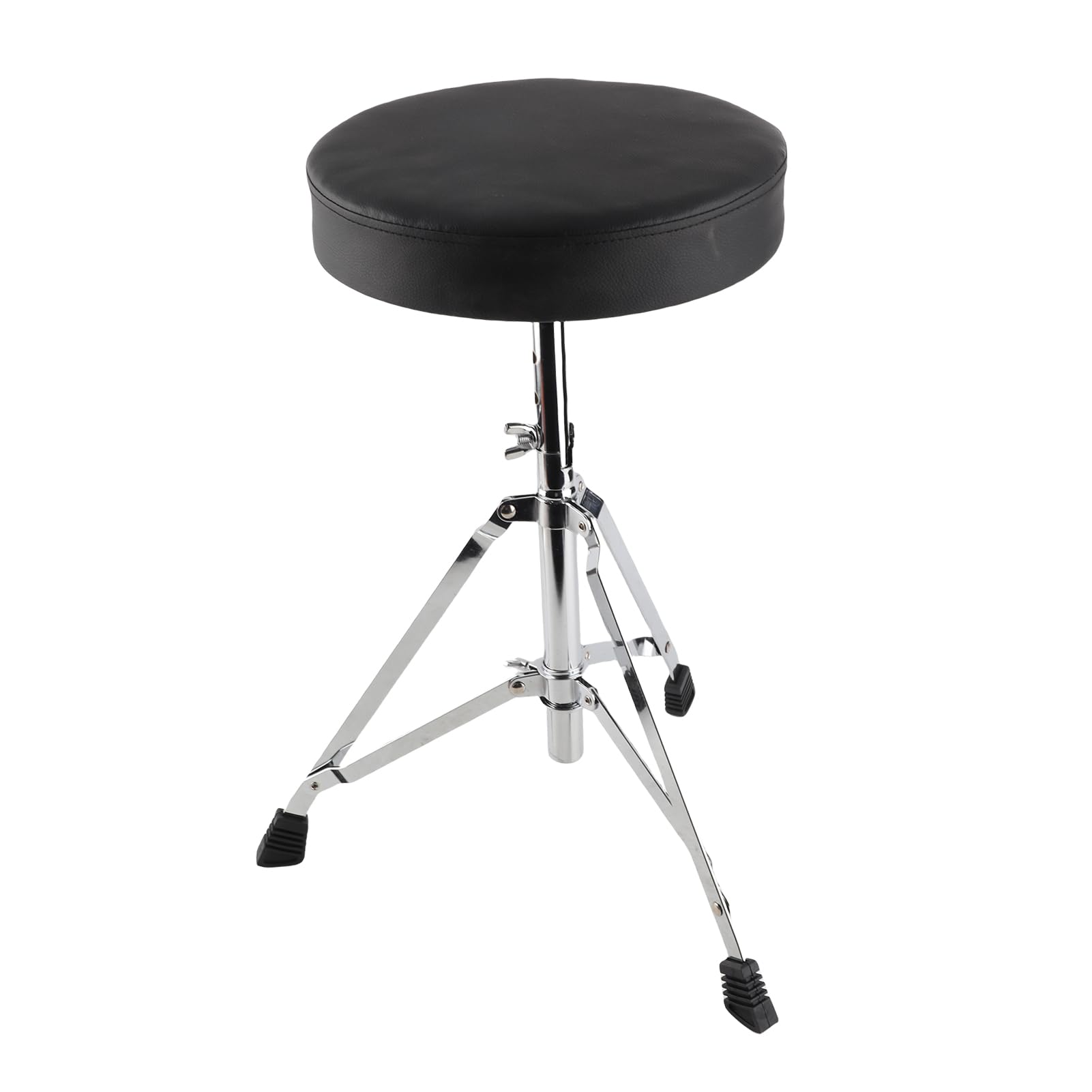 Sgabello per Batteria Universale, Sedile Rotondo Imbottito per Batteria, Sgabello per Batterista con Supporto Singolo Regolabile con Piedini in Gomma e Altezza Regolabile su 5 Livelli,