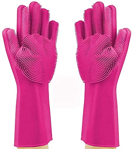 VAVSU Dishwashing Gloves with Wash Scrubber-Magic Silicone Gloves - Heat Resistant-Reusable Cleaning Gloves for Kitchen,Car,Bathroom and Pet(Multicolor, 1 Pair) (B095WJXHZP) Amazon Price History, Amazon Price Tracker