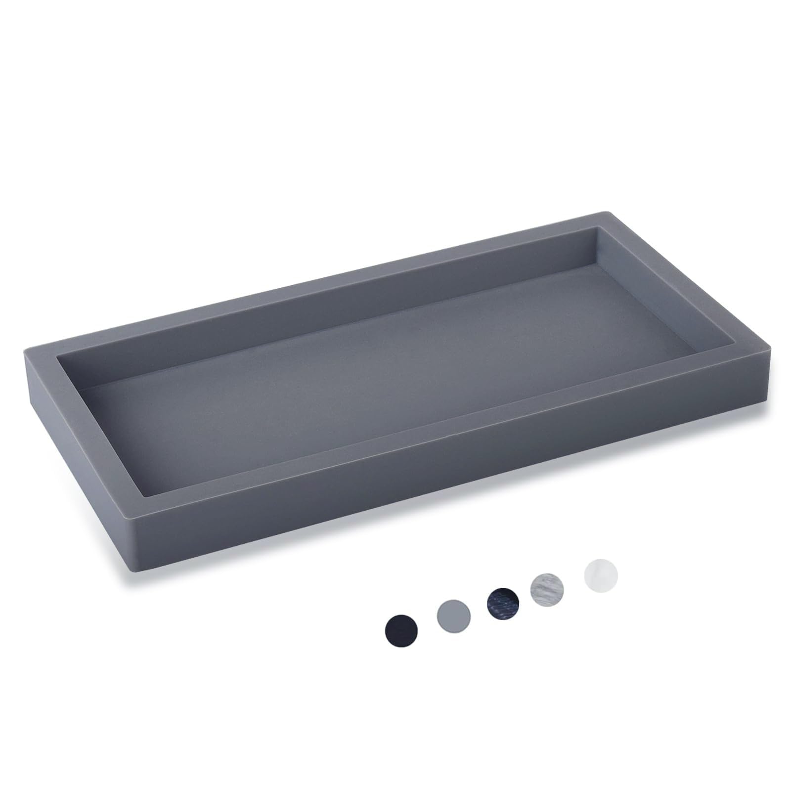 Silicone Bathroom Vanity Tray Dish Soap Holder Sink Organizer, Grey