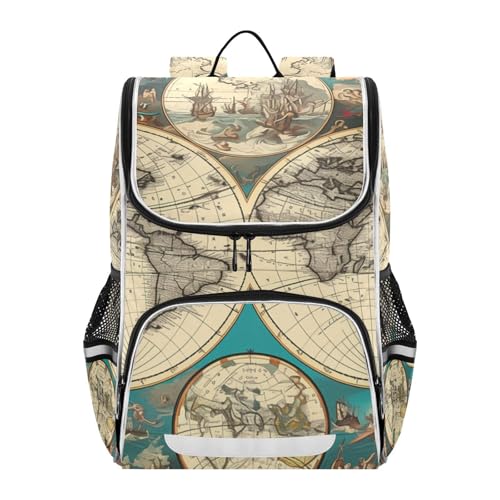 Mochila de viaje con mapa clásico bandas reflectantes seguridad