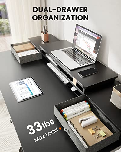 Ergear Electric Standing Desk With Double Drawers, 48X24 Inches Adjustable Height Sit Stand Up Desk, Home Office Desk Computer Workstation With Storage Shelf, Black #TOP6