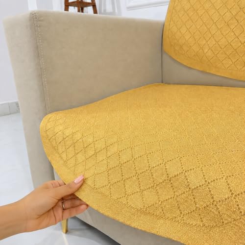 Image of Homerz Premium 'Surya Series' Sofa Cover | Stylish Sofa Protector | Net Fabric | Anti-Stain & Washable Slip Cover Exact Size Antislip (New Jerry Chikku, 1 Seater, Seat Cover with Backrest)