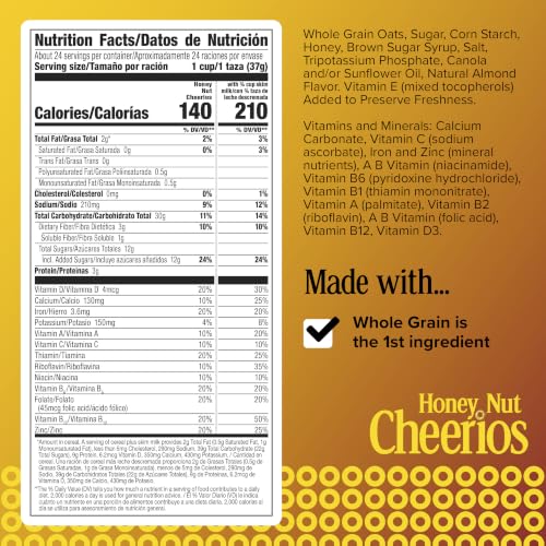 Image of Honey Nut Cheerios Heart Healthy Breakfast Cereal, Gluten Free Cereal With Whole Grain Oats, Value Bag, 32 oz