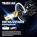 TECHMAX H4 LED Bulb, 9003 6500K Xenon White Extremely Bright Conversion Kit 360 Degree Adjustable Beam Angle of 2 Halogen Replacement
