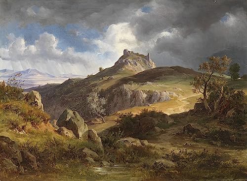 Tableau vue des ruines de Canossa Friedrich Preller poster vintage art mural deco chambre 60x90