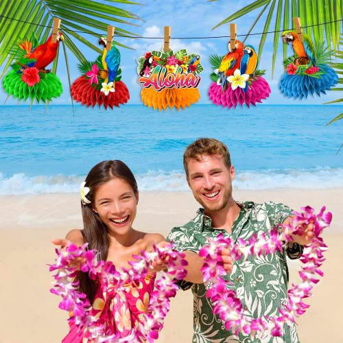 8 Pcs Luau Party Decorations Honeycomb Centerpieces, Hawaiian Party Decorations For Tables, Tropical Birds Aloha Party Decorations 3D Double Side Honeycomb Decorations, Tiki Party Decorations #TOP1
