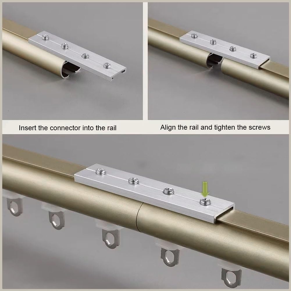 Tringles à Rideaux Murale, Rail de rideau très résistante,facile à installer, Tringle à Rideau décoratives, pour d'intérieur les fenêtres(Or,4.40 m)