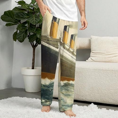 Vintage Titanic Ship Ocean Boat Mens Pajama Pants Soft Lounge Pj Bottoms Lightweight Sleepwear Pants with Drawstring4