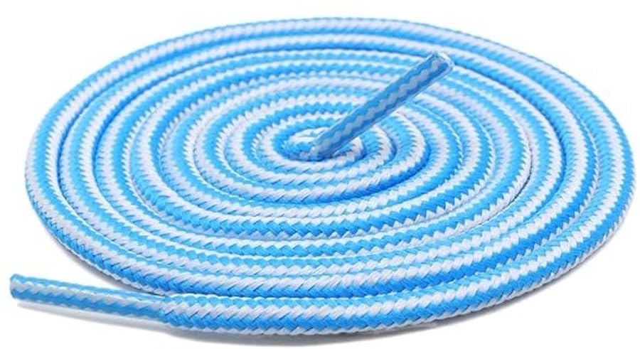 Image of Round Shoelace (2 Pair) Boot Laces Running, Sports, Gym, Casual Dual Coloured Striped Shoe String