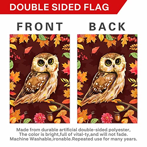 Allenjoy 12" X 18" Welcome Fall Owl Garden Flag Autumn Maple Leaf Farmhouse Seasonal Holiday Outdoor Yard Sign Decor Double Sided #TOP2