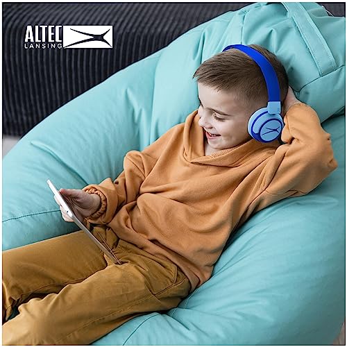 Image of Altec Lansing Kid Safe 2-in-1 Wireless Bluetooth Headphones - Crystal Clear Sound, Safe Volume Limiting, Foldable Design - Enjoy Audio and Protect Your Child's Hearing (Hero Blue)