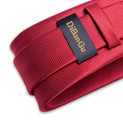 Image of DiBanGu Extra Long Tie for Men 63 inch XL Silk Necktie Set | Pocket Square and Cufflinks, Big and Tall, Jacquard Woven, Gift Box, Paisley /Plaid /Solid /Striped, for Weddinng Party Business