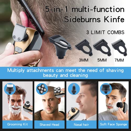 The-Perfect-Part-5-in-1-Rotary-Electric-Razor-Bald-Head-Shaver-4D-Rechargeable-and-Cordless-Beard-Trimmer-Includes-Skull-Shaver-Clippers-Nose-Hair-Trimmer-Face-Scrubber-Facial-Cleansing-Brush