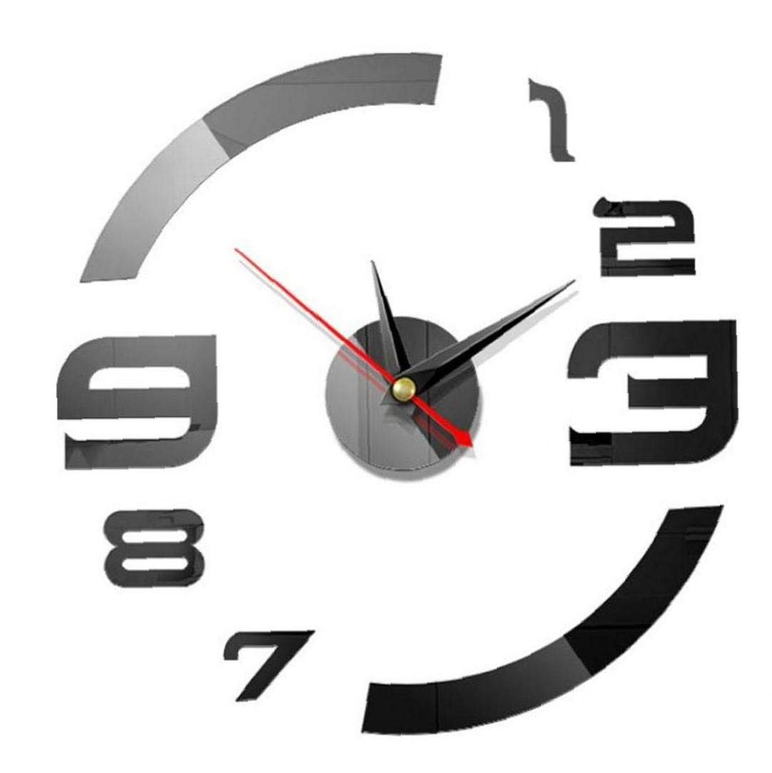Byfri Black Large Watch Wall Clock Mirror Sticker Big Watch Sticker Home Decor Unique Gift Home Diy 3D Acrylic Mirrors Sticker