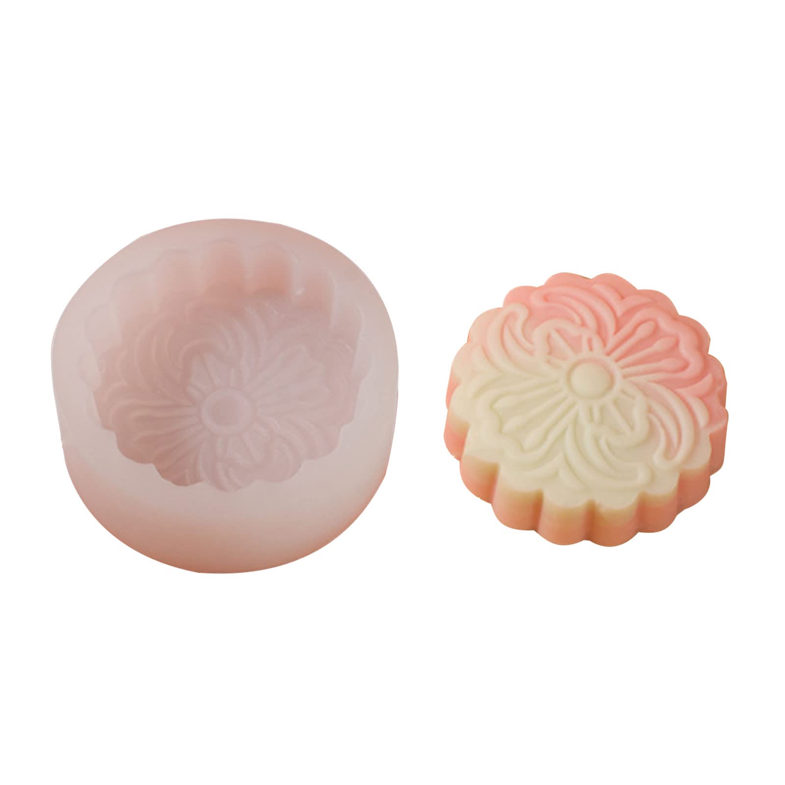 Buxuaaaa Non-stick Round Flower Shaped Jelly Mold Soap Molds Silicone Cake Mold for Baking