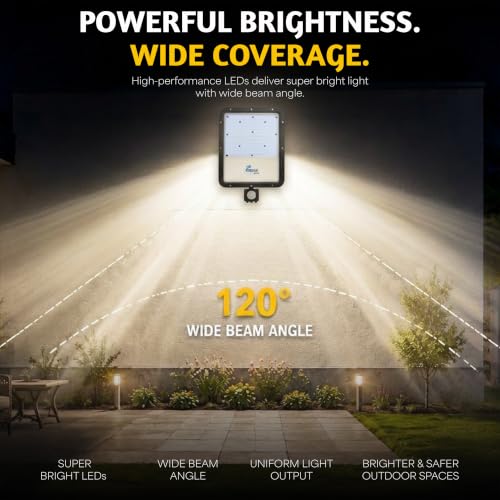 Image of Forus 250W LED Flood Light Natural White with Motion Sensor Auto On Off Day Night Mode Waterproof Outdoor Light for Garden Parking Factory Warehouse Shop High Bright Floodlight 4Yr Warranty -1Pc