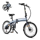 E Bike Klapprad 20 Zoll, Elektrofahrrad 36V/250W Motor, 6,6Ah Akku, CARPAT Sport Faltbares Elektrofahrräder 6-Gang und Belastung 120KG, City EBike für Erwachsene Herren Damen