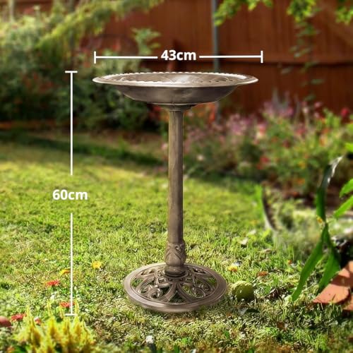 Oasisgalore 60 CM Height Bird Bath Outdoor, Bird Baths Bowl Lightweight Antique Outdoor Garden Bird Bath (Gold)