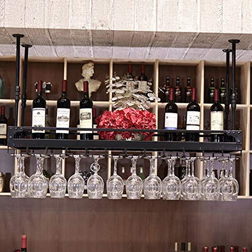 Support à vin de plafond noir MU en plusieurs tailles pour bar et restaurant