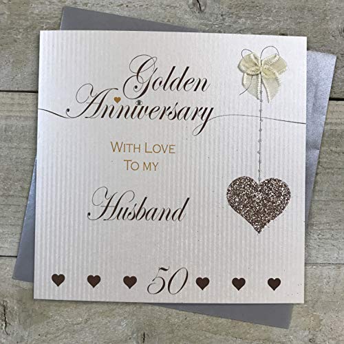 WHITE COTTON CARDS LLA50H Carte d'anniversaire de mariage pour mari Motif lignes d'amour Cover