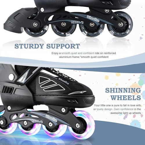 Wheelive Inliner Kinder Verstellbare Inline Skates mit Leuchtenden Rädern, Leistungsstarke...