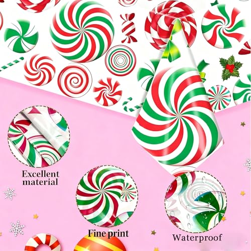 Christmas Tablecloths,4 Pack Plastic Waterproof Disposable Rectangle Table Cover Candy Lollipops Candy Canes Design for Holiday Winter Party Decorations(54x108 Inch) – Image 4
