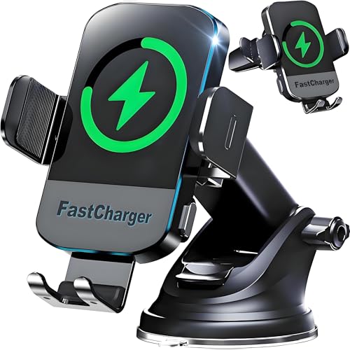 CHGeek Wireless Charger Phone Holders for Your Car, 15W Fast Charging Car Phone Holder Mount, Auto Clamping Truck Cradle Stand Cell fit for iPhone 16 Pro Max 15 Samsung Google Android