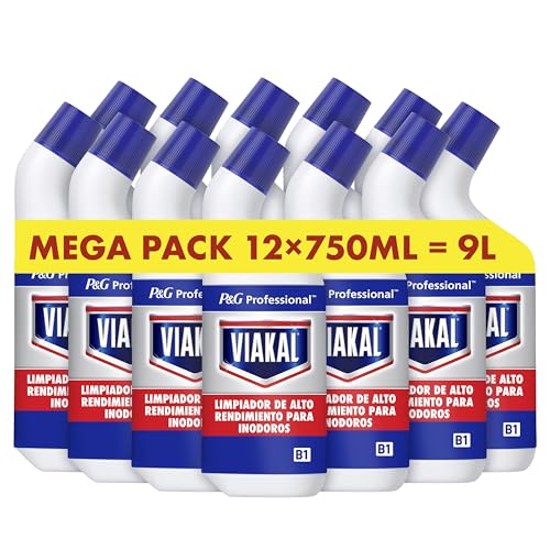 Viakal Professional, Limpiador para inodoros, 9L (12 x 750ml), eliminacion y prevencion de cal