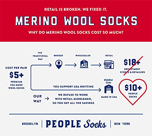 Image of PEOPLE SOCKS Men's Women's Merino wool crew socks 4 pairs 71% premium with Arch support Made in USA