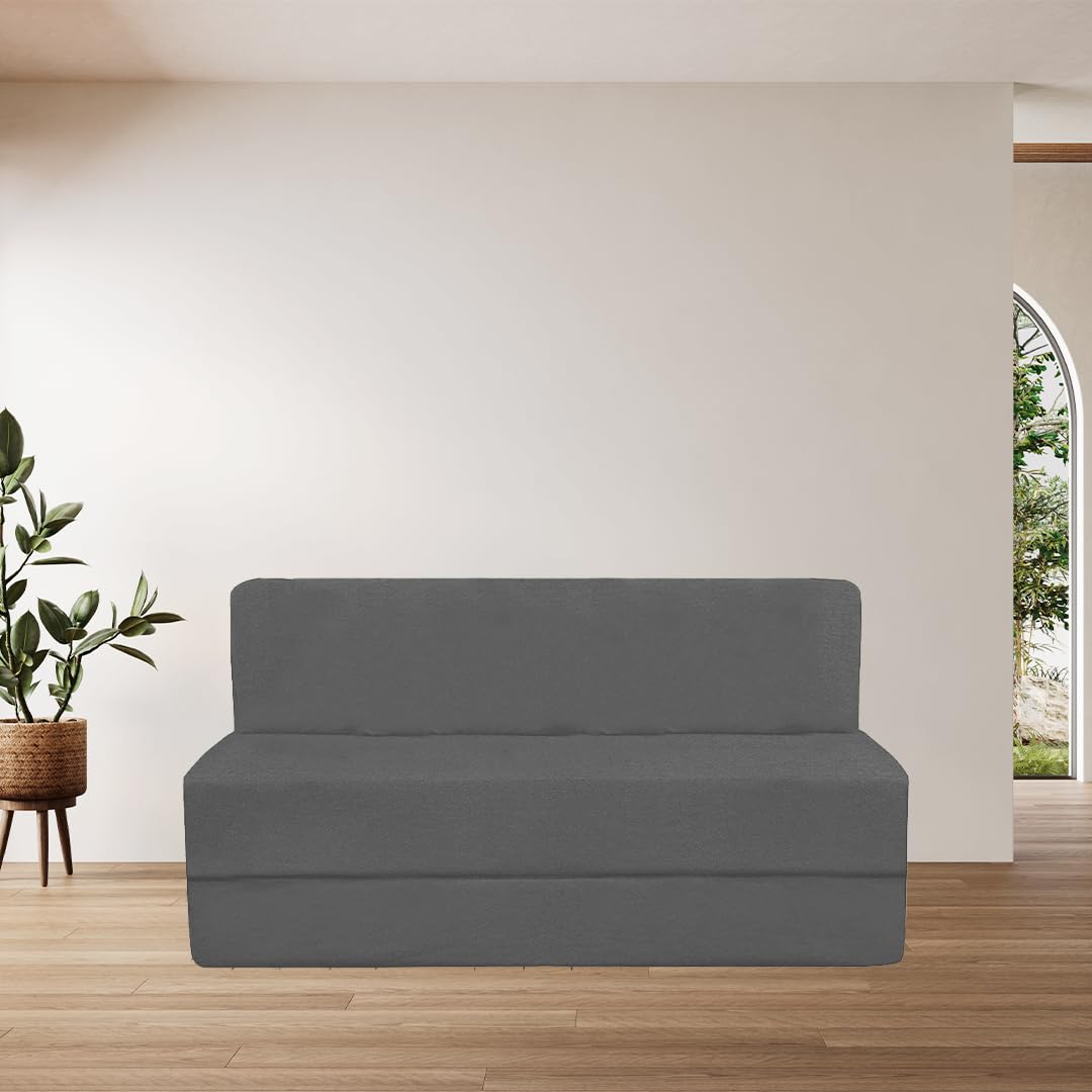 Karmakasa Pumpum 2 Seater Sofa Cum Bed – Convertible Folding Sleeper Couch, Space-Saving Design, Ideal for Living Room, Guest Room, or Small Apartments,Grey-image-45