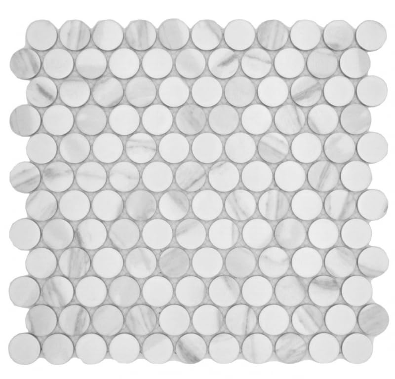 MOS10-1102GR_f - Mosaico in ceramica, colore: bianco opaco, effetto pietra, mosaico da cucina