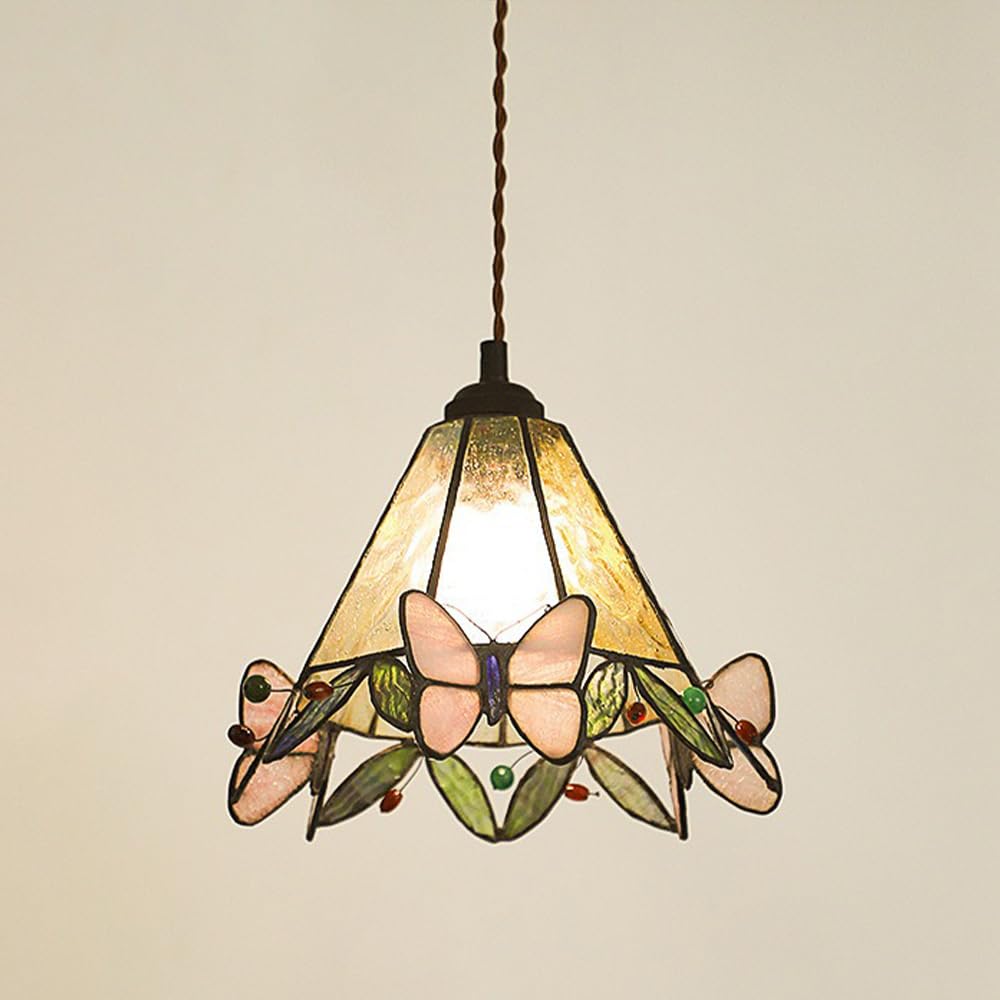 Lustre Tiffany rose pour îlot de cuisine et salle à manger rétro