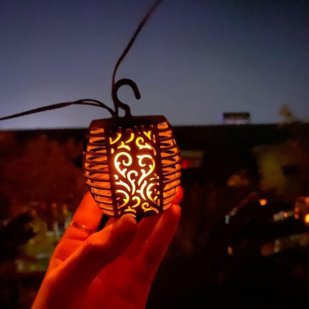 ZJchao Guirlande lumineuse solaire à LED, Guirlande Lumineuse Suspendue Rétro Sûre avec Lueur Douce Lampe Féerique à Boule de Flamme à énergie Solaire pour Jardin Terrasse Balcon Mariage Noël