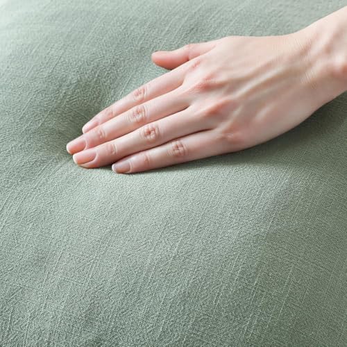 Image of MIULEE Linen Fringe Decorative Lumbar Throw Pillow Covers Aqua Green 12x20