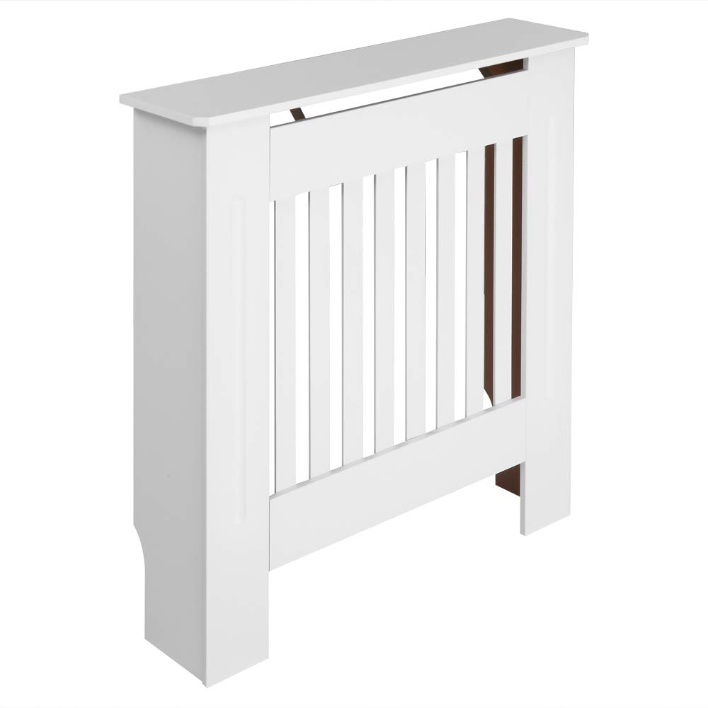 Alightup Cache Radiateur en MDF Peint - Couvercle Design Armoire avec Lattes en Bois et Grille Étagère Supérieure - Dimensions 71 x 17 x 80.5 cm pour Salon et Chambre