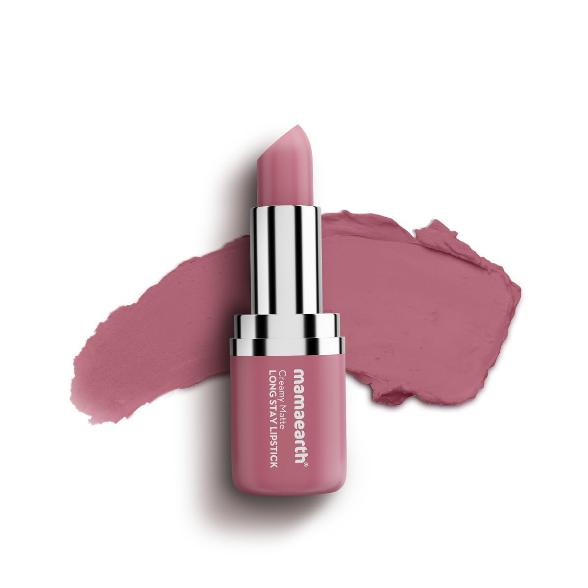 Mamaearth Creamy Matte Long Stay Lipstick with Murumuru Butter and Vitamin E for 8-Hour Long Stay (Flakeproof & Non-Drying | Intense Color Payoff) - 4.2g (Mauve Bloom)