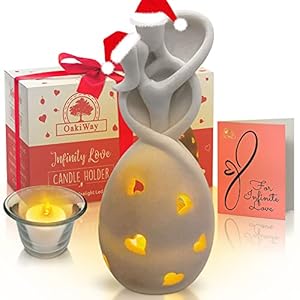 OakiWay Anniversary, Wedding Gifts for Couple/Her – Infinity Love Candle Holder Statue W/Flickering LED – Valentines…