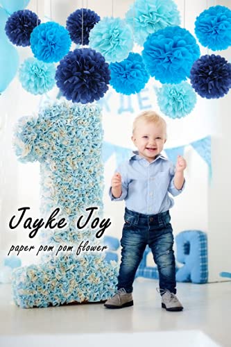 12 Pcs Tissue Pom Poms Kit, Tissue Paper Flowers For Birthday, Boy Baby Shower, Nursery, Graduation, Bachelorette Party Decoration (Blue Mix) #TOP4