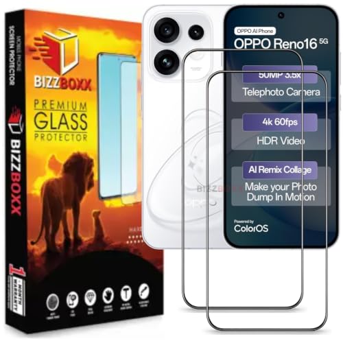 Image of Edge to Edge Gurad For Oppo Reno16 5G Tempered Glass Screen Protector Guard - HD Clarity, Anti-Fingerprint Temper Guard (Reno 16-6.32 Inch inch) With Installation Kit - Pack of 2
