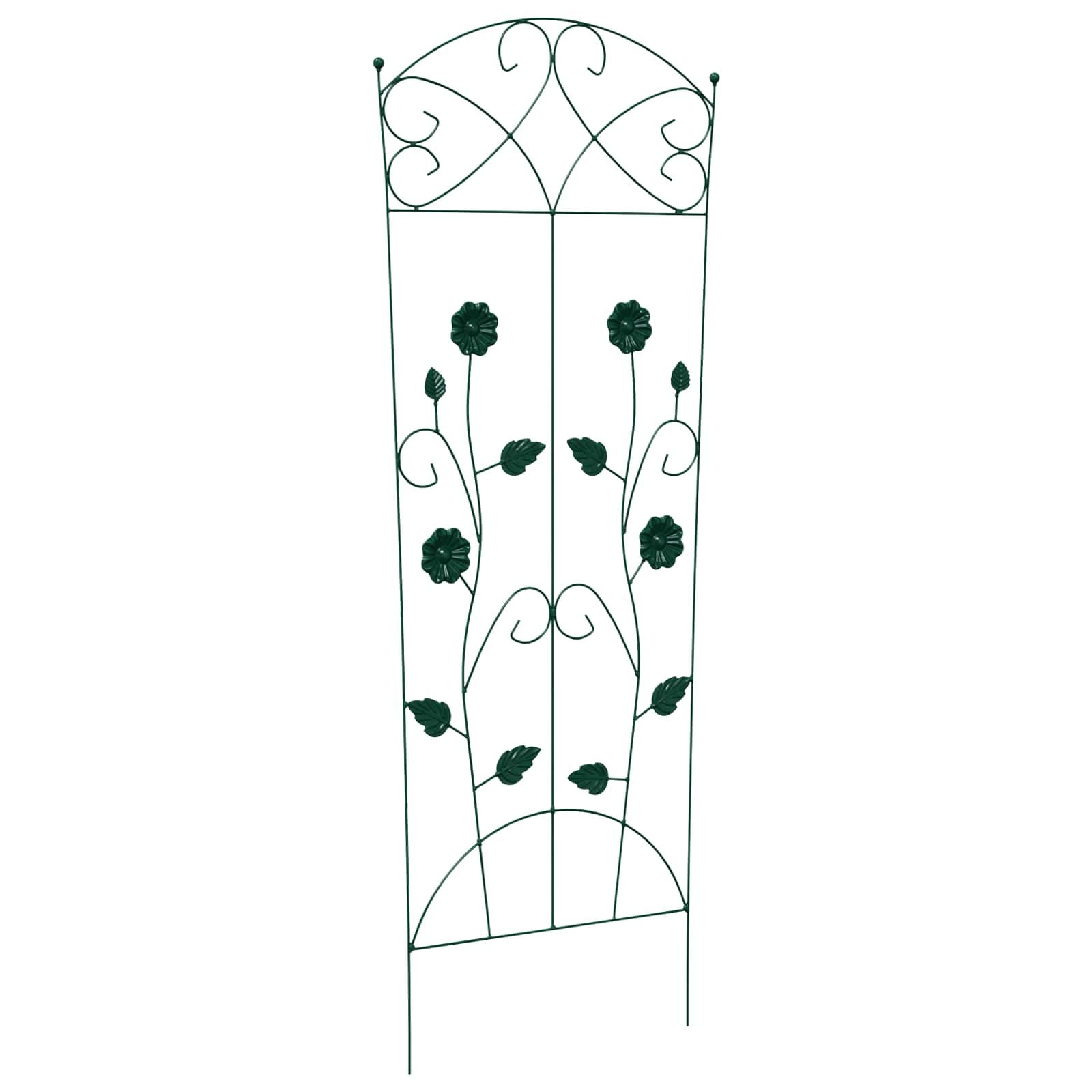 Ogrodzenie ogrodowe 3 szt. zielone 110,5 x 42,5 cm z wytrzymałej stali, nowoczesny minimalistyczny design dla roślin pnących, eleganckie i trwałe wsparcie zewnętrzne.