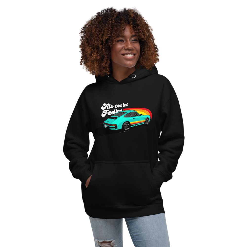 Sweat aircooled voiture turquoise à capuche chaud et confortable - 2