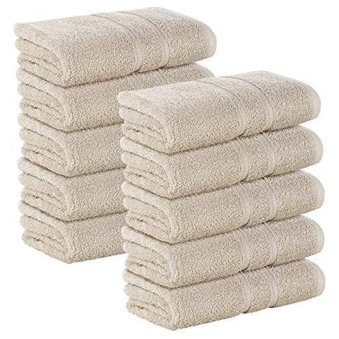 10 Stück Premium Frottee Gästehandtücher 30x50 cm in Sand Creme Cover